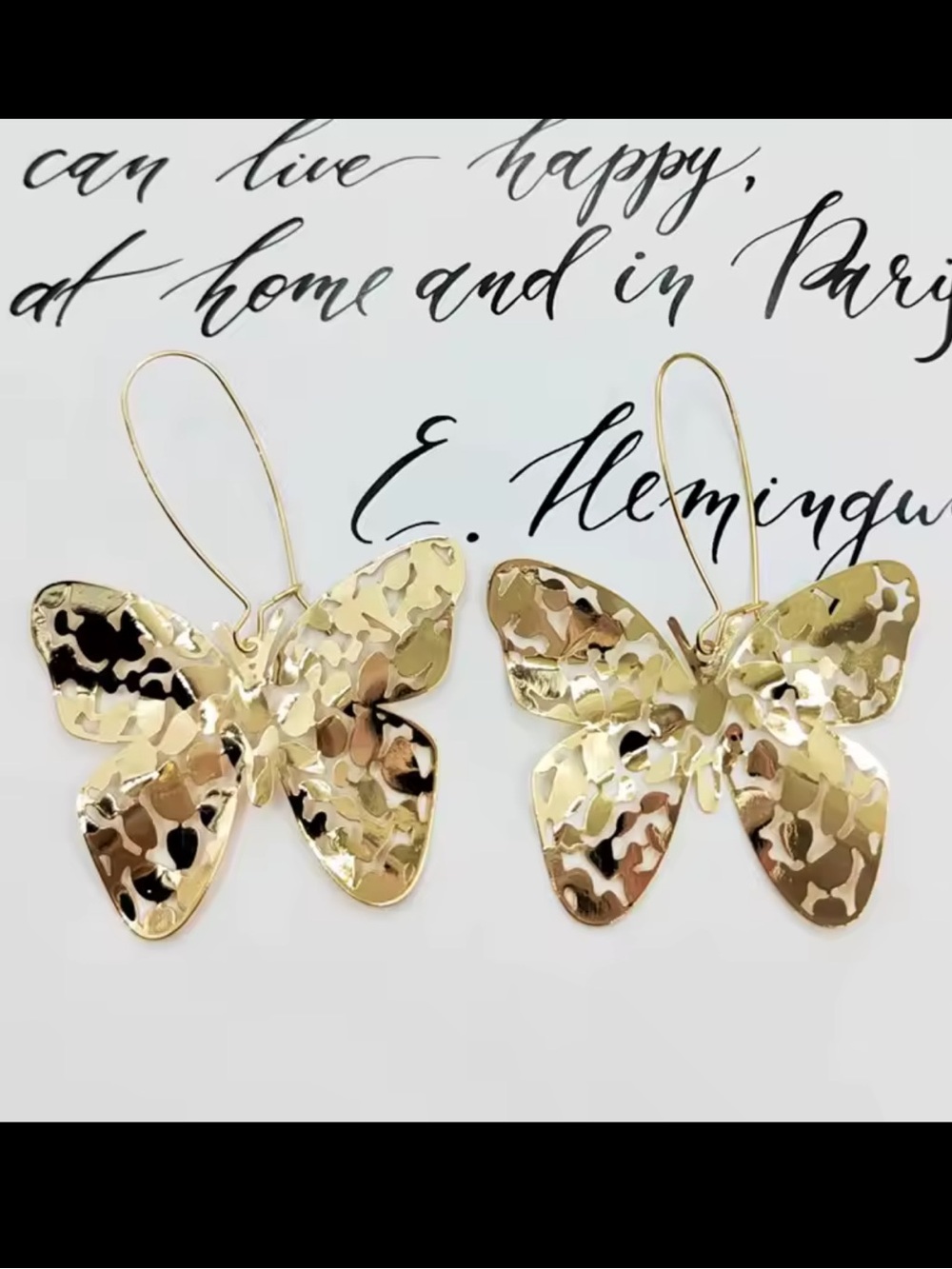 Gold Butterfly Dangle Earrings drops